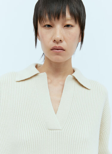 TOTEME Rib Polo Knit Sweater Beige tot0254018