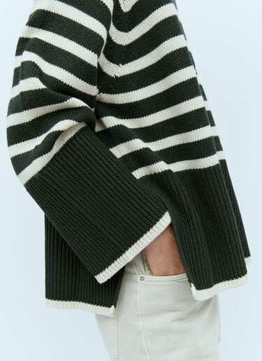 TOTEME Signature Stripe Roll Neck Sweater Green tot0254021