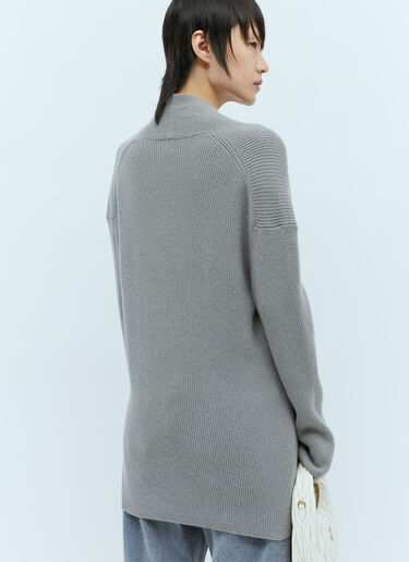 Overlapped V Neck Knit Sweater TOTEME Overlapped V Neck Knit Sweater Grey tot0256021