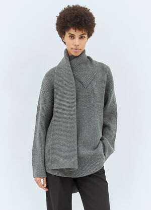 TOTEME Long-Scarf Wool Sweater Grey tot0258010