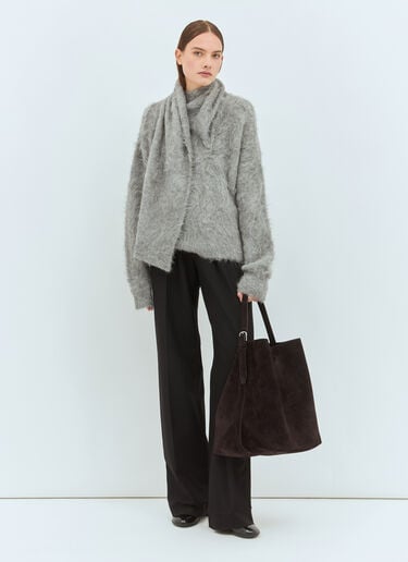 TOTEME Draped-Scarf Sweater Grey tot0259041