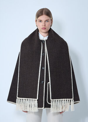TOTEME Embroidered Scarf Jacket Brown tot0261018