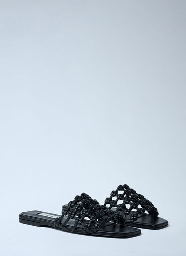 TOTEME Braided Leather Slides Black tot0261054