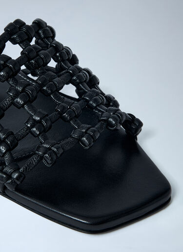 TOTEME Braided Leather Slides Black tot0261054