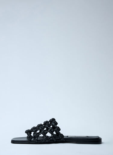 TOTEME Braided Leather Slides Black tot0261054