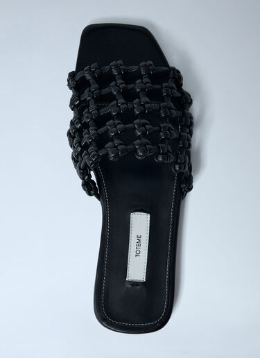 TOTEME Braided Leather Slides Black tot0261054