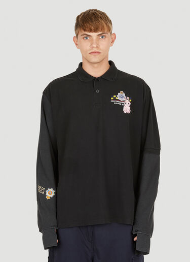 PROTOTYPES Long Sleeve Polo Top Black typ0350006