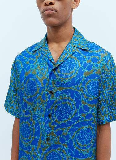 Logo Jacquard Silk Shirt Versace Logo Jacquard Silk Shirt Blue ver0153002