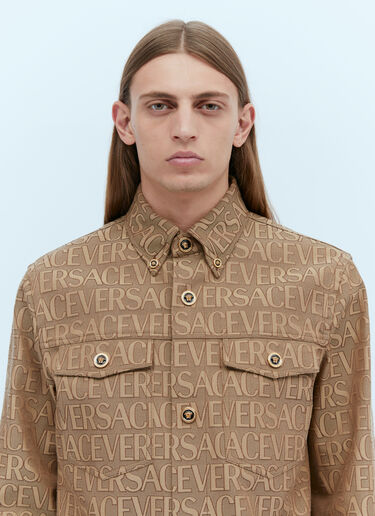 Versace 徽标提花衬衫外套 棕色 ver0153006