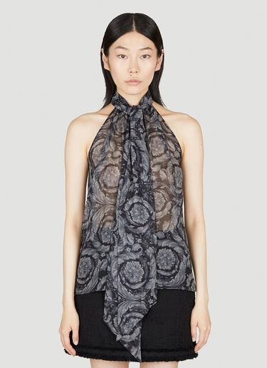 Barocco Silk Scarf-Tie Top Versace Barocco Silk Scarf-Tie Top Black ver0255005