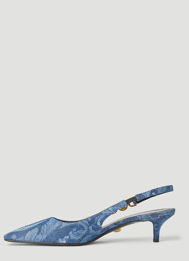 Barocco Denim Low Slingback Pumps Versace Barocco Denim Low Slingback Pumps Blue ver0255019