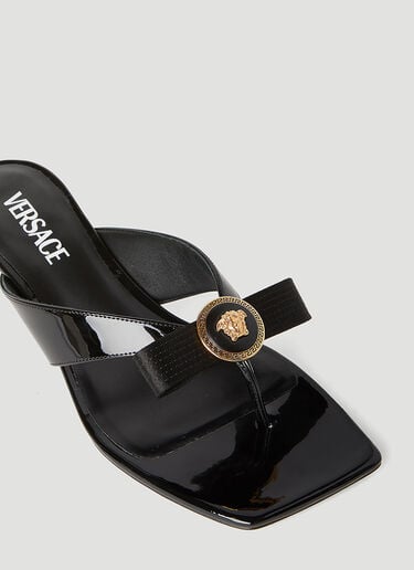 Versace Gianni 缎带低跟穆勒鞋 黑色 ver0255020