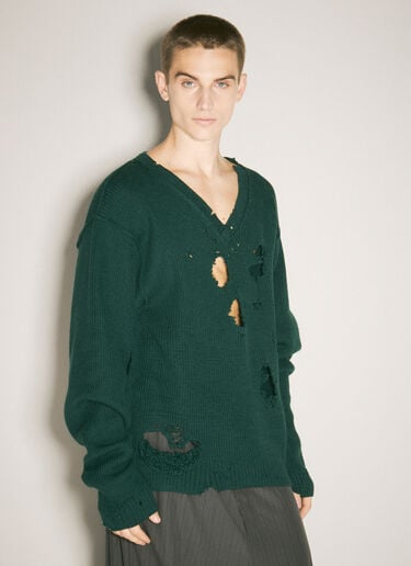 Vetements Destroyed Sweater Green vet0158010