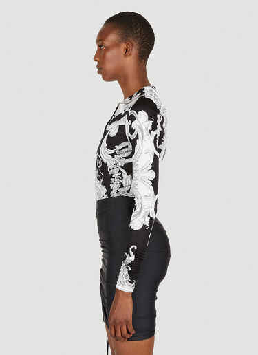 Silver Baroque Print Bodysuit Versace Silver Baroque Print Bodysuit Black vrs0249013