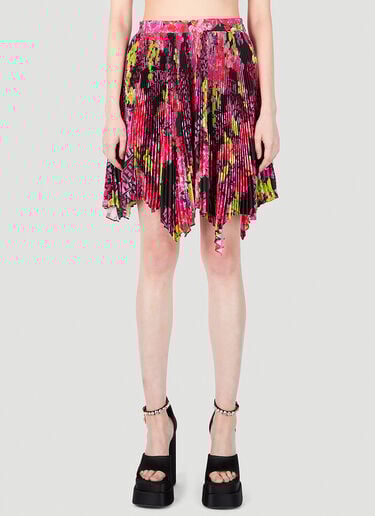Floral Logo Pleated Mini Skirt Versace Floral Logo Pleated Mini Skirt Pink vrs0251014