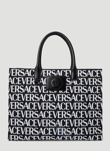 Logo Print Tote Bag Versace Logo Print Tote Bag Black vrs0251041