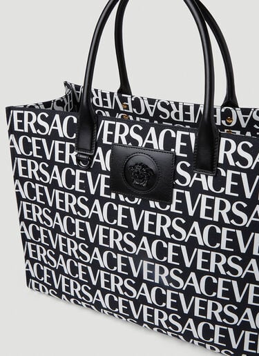 Logo Print Tote Bag Versace Logo Print Tote Bag Black vrs0251041