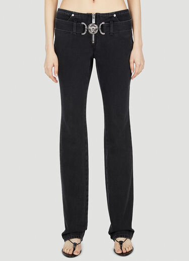 Logo Buckle Jeans Versace Logo Buckle Jeans Black vrs0252008