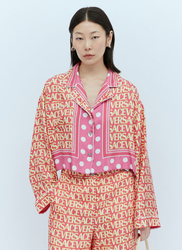 Versace 徽标印花短款 T 恤 粉色 vrs0253003
