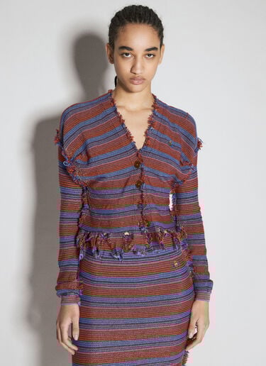 ストライプ乱れステッチニットカーディガン Vivienne Westwood ストライプ乱れステッチニットカーディガン グレー vvw0255047