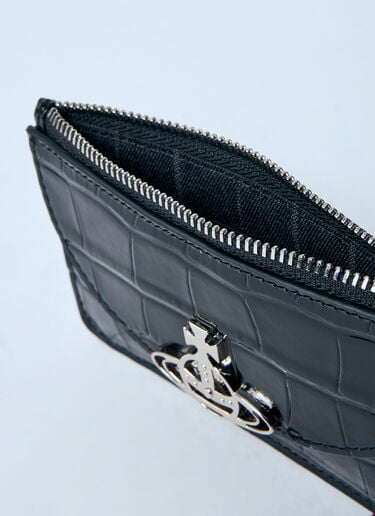 Vivienne Westwood Half Moon Croc-Embossed Card Holder Black vvw0259027