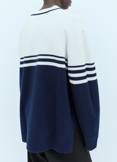 Intarsia Motif Knit Sweater Wales Bonner Intarsia Motif Knit Sweater Blue wbn0154005