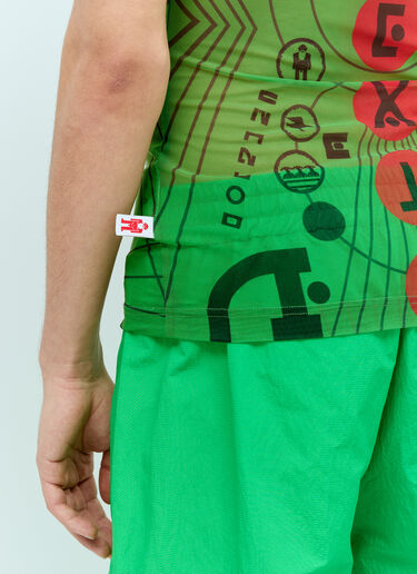Walter Van Beirendonck 그래픽 프린트 메시 탑 그린 wlt0156017
