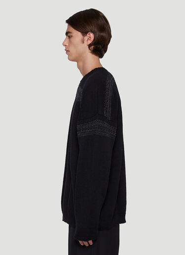 Embroidered Knitted Sweater Yohji Yamamoto Embroidered Knitted Sweater Black yoy0142011