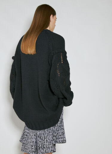 디자인 소매 울 카디건 Yohji Yamamoto 디자인 소매 울 카디건 블랙 yoy0154008