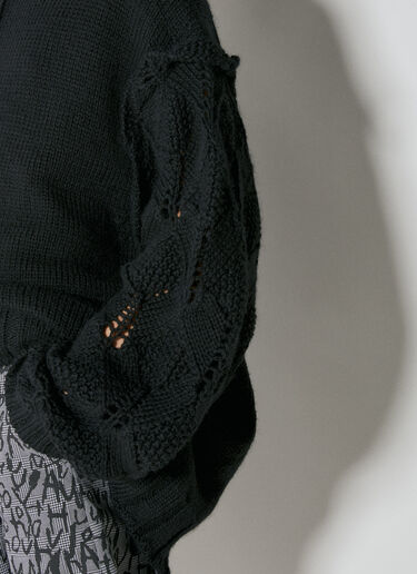 디자인 소매 울 카디건 Yohji Yamamoto 디자인 소매 울 카디건 블랙 yoy0154008