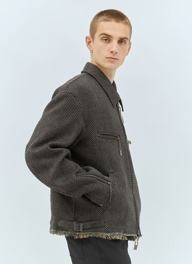I-헴 프린지 블루종 Yohji Yamamoto I-헴 프린지 블루종 브라운 yoy0158003
