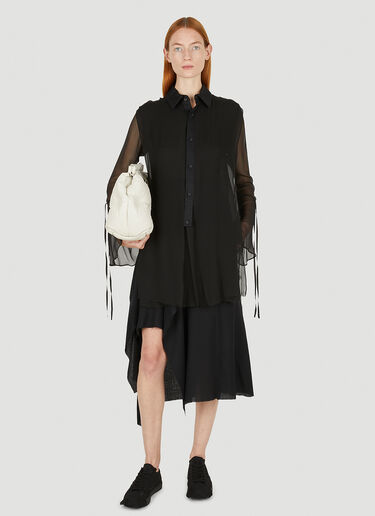 타이 잠금 시어 셔츠 Yohji Yamamoto 타이 잠금 시어 셔츠 블랙 yoy0250001
