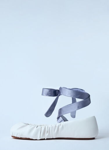 Tied Ballerina Flats Yume Yume Tied Ballerina Flats White yum0257002