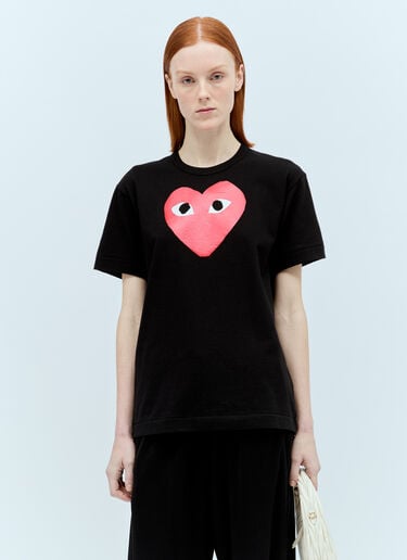 Comme Des Garçons PLAY 로고 프린트 티셔츠 블랙 cpl0355010