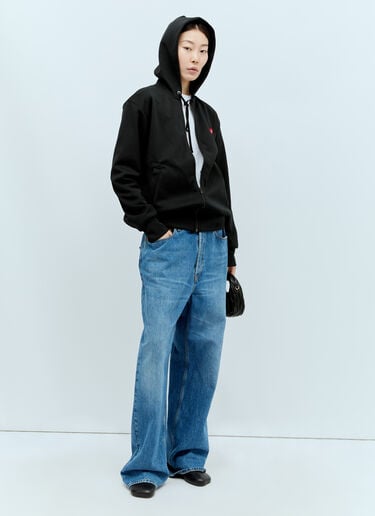 Comme Des Garçons PLAY 로고 패치 지퍼 후드티셔츠 블랙 cpl0356013