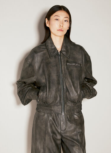 Washed Leather Cropped Bomber Han Kjøbenhavn Washed Leather Cropped Bomber Black han0353001