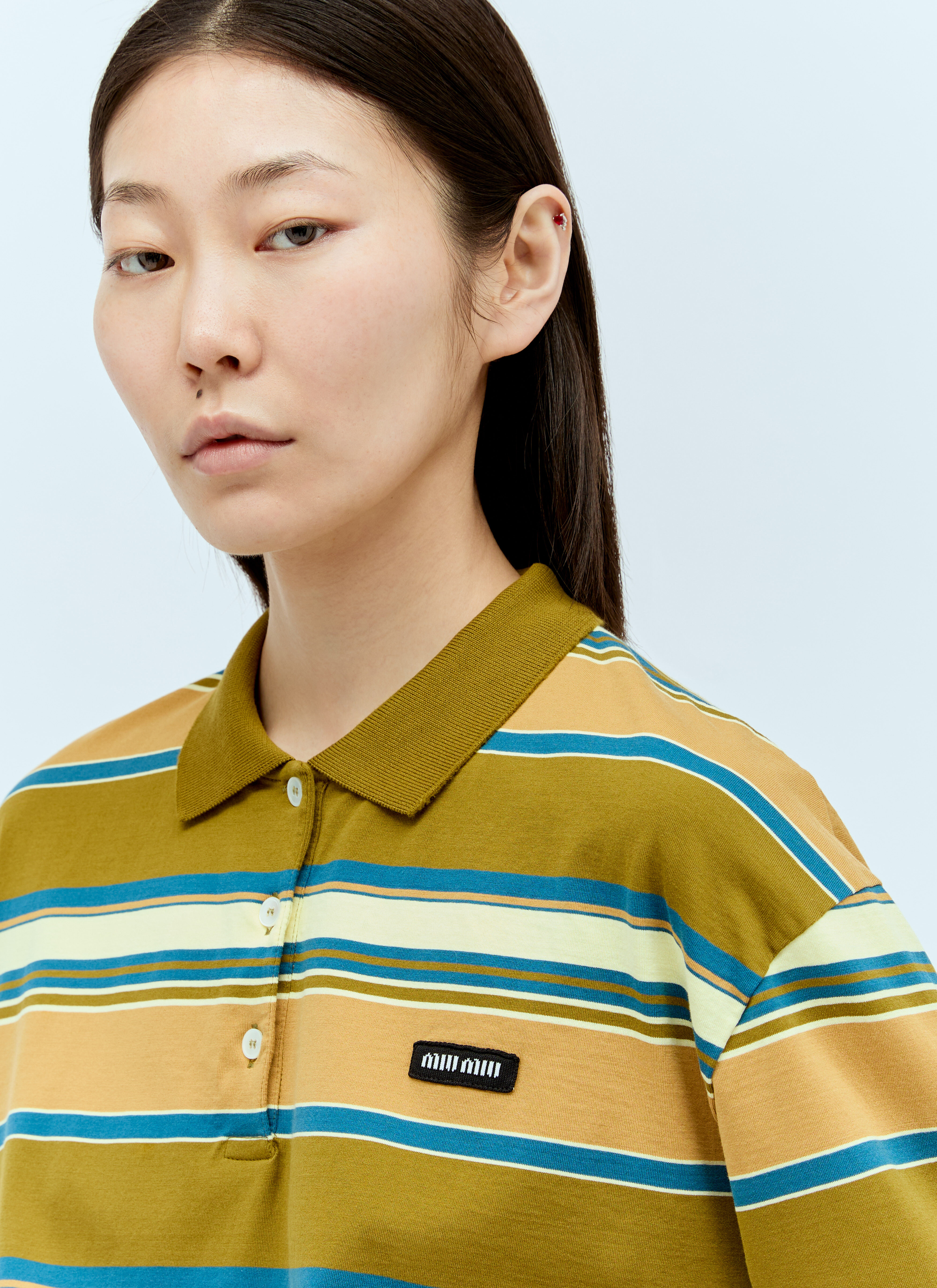 Miu Miu ストライプ ポロシャツ | ニュートラル | FARFETCH JP