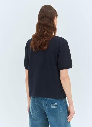 Logo Embroidery Polo Shirt Miu Miu Logo Embroidery Polo Shirt Navy miu0359004
