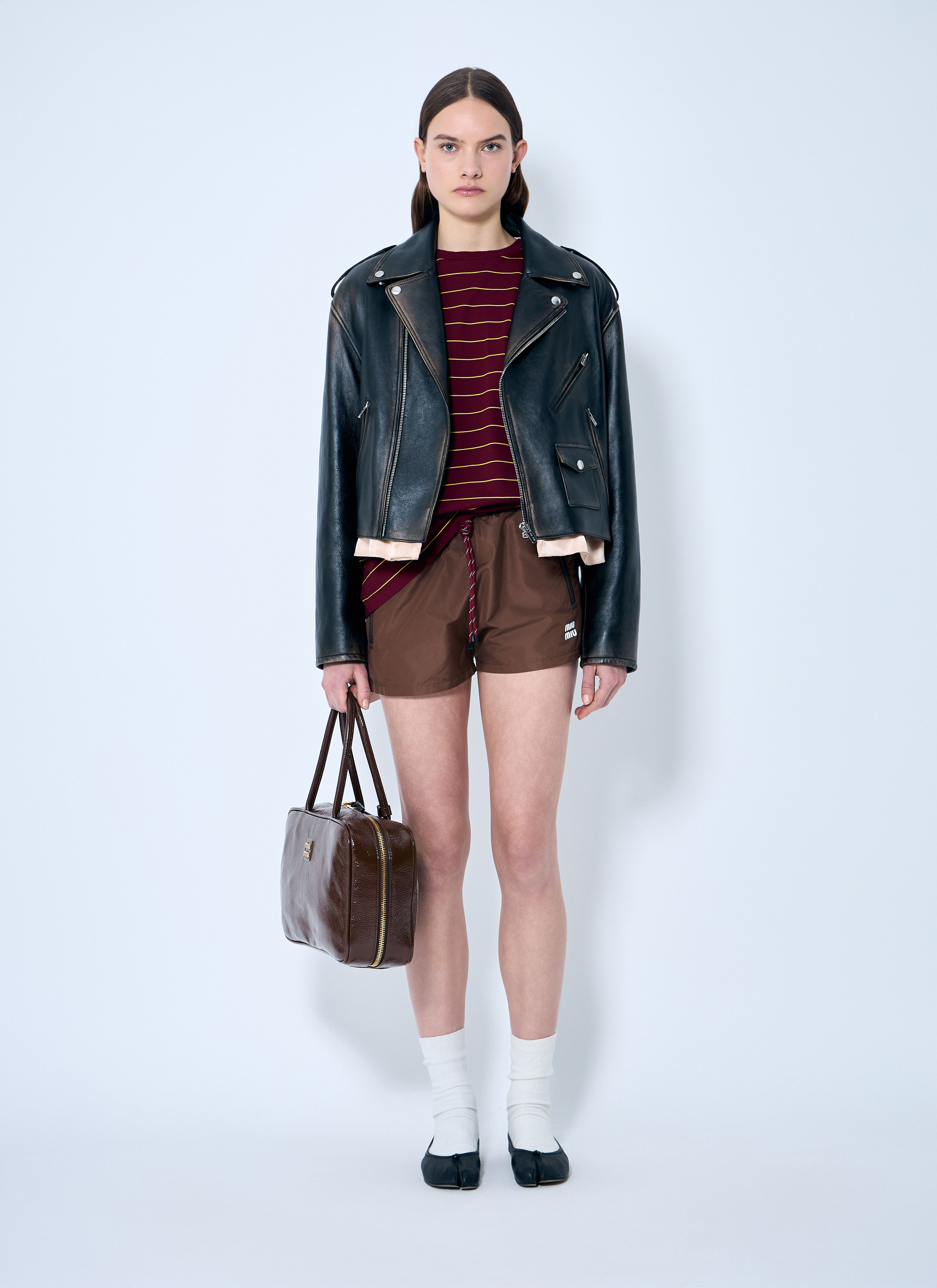 Miu Miu レディース ストライプ ロングスリーブTシャツ の