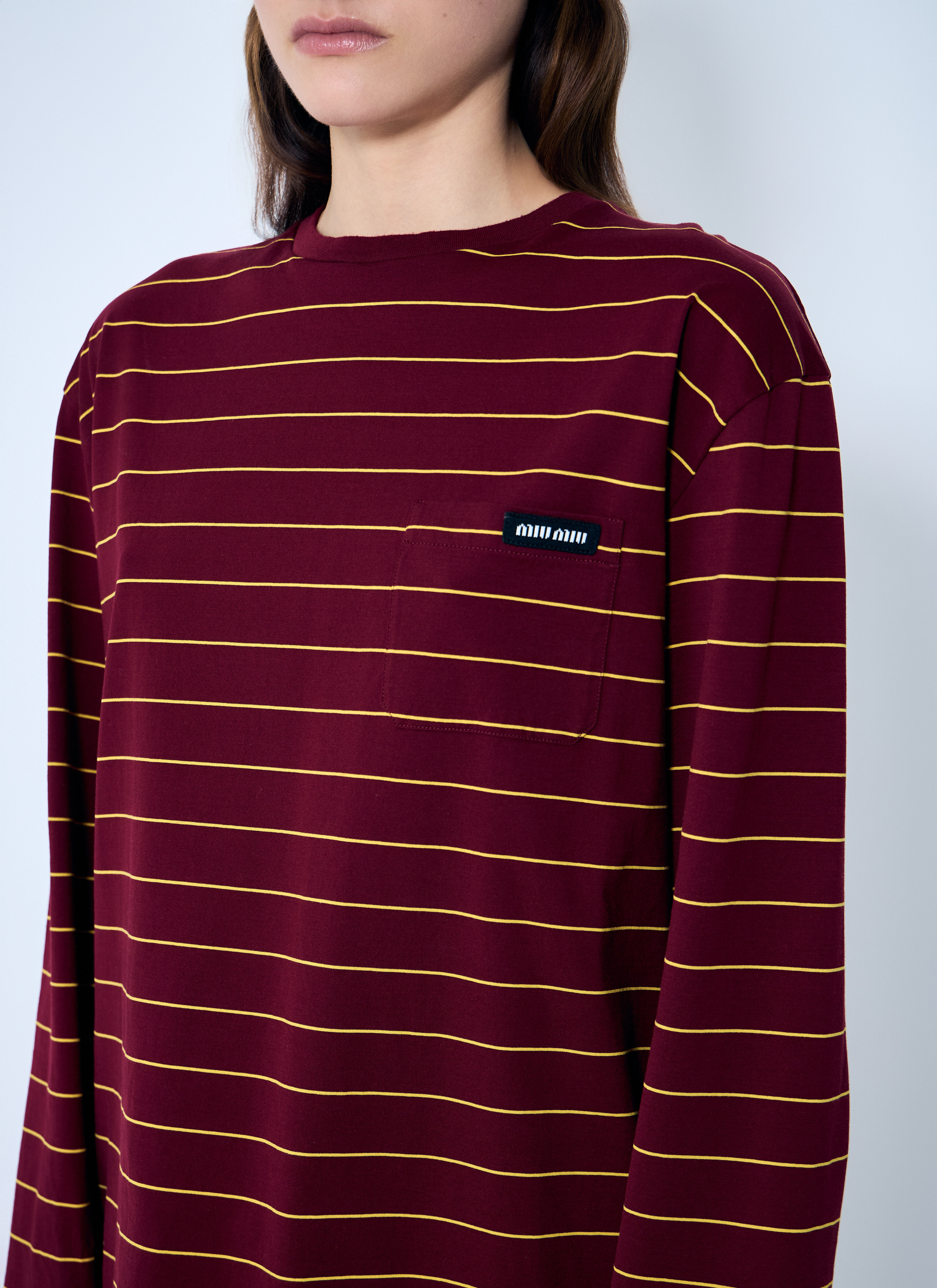 Miu Miu レディース ストライプ ロングスリーブTシャツ の