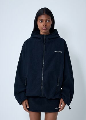 Miu Miu Hooded Logo Motif Sweatshirt Blue miu0362002