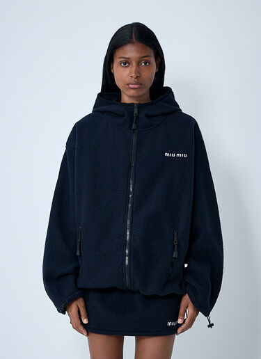 Hooded Logo Motif Sweatshirt Miu Miu Hooded Logo Motif Sweatshirt Blue miu0362002