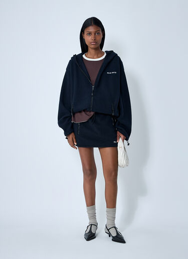 Hooded Logo Motif Sweatshirt Miu Miu Hooded Logo Motif Sweatshirt Blue miu0362002