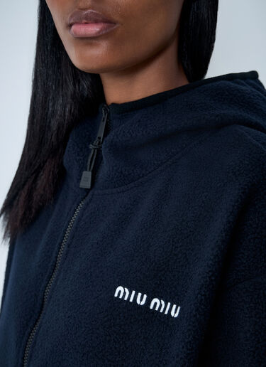 Hooded Logo Motif Sweatshirt Miu Miu Hooded Logo Motif Sweatshirt Blue miu0362002