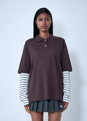 Miu Miu Set-Of-Three Logo Motif T-Shirts Brown miu0362004