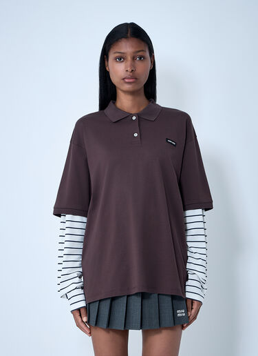 Miu Miu Set-Of-Three Logo Motif T-Shirts Brown miu0362004