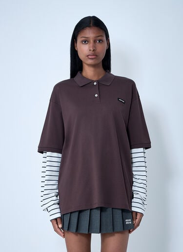 Set-Of-Three Logo Motif T-Shirts Miu Miu Set-Of-Three Logo Motif T-Shirts Brown miu0362004