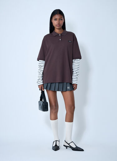Miu Miu Set-Of-Three Logo Motif T-Shirts Brown miu0362004