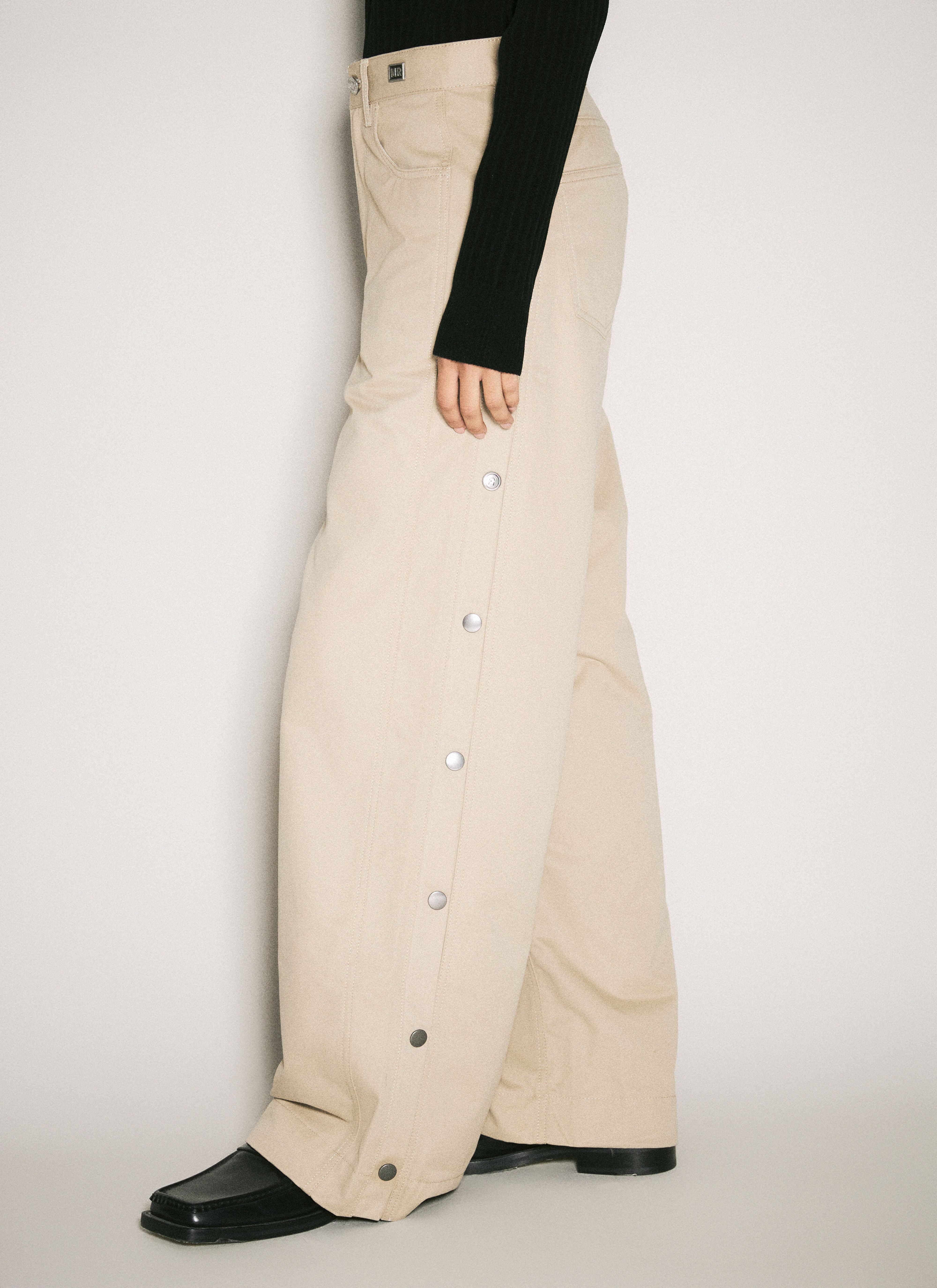 MARTINE ROSE ネイビー チノパン フレア コットン トラウザー