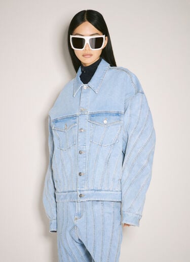 Spiral Denim Jacket Mugler Spiral Denim Jacket Light Blue mug0355002